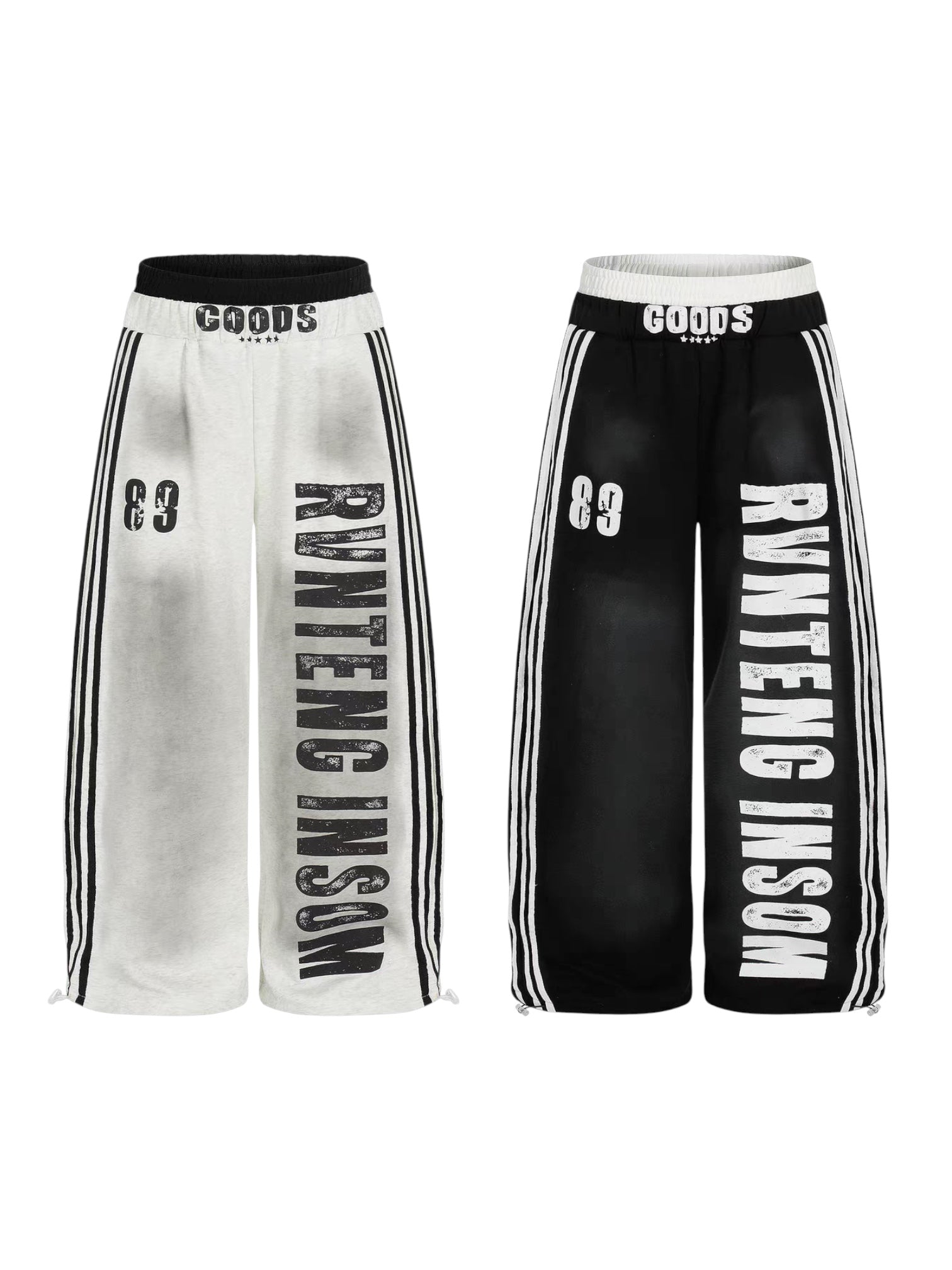 GKIKZ X RVNTENG™ GRAPHIC STRIPE WIDE-LEG TRACK PANTS