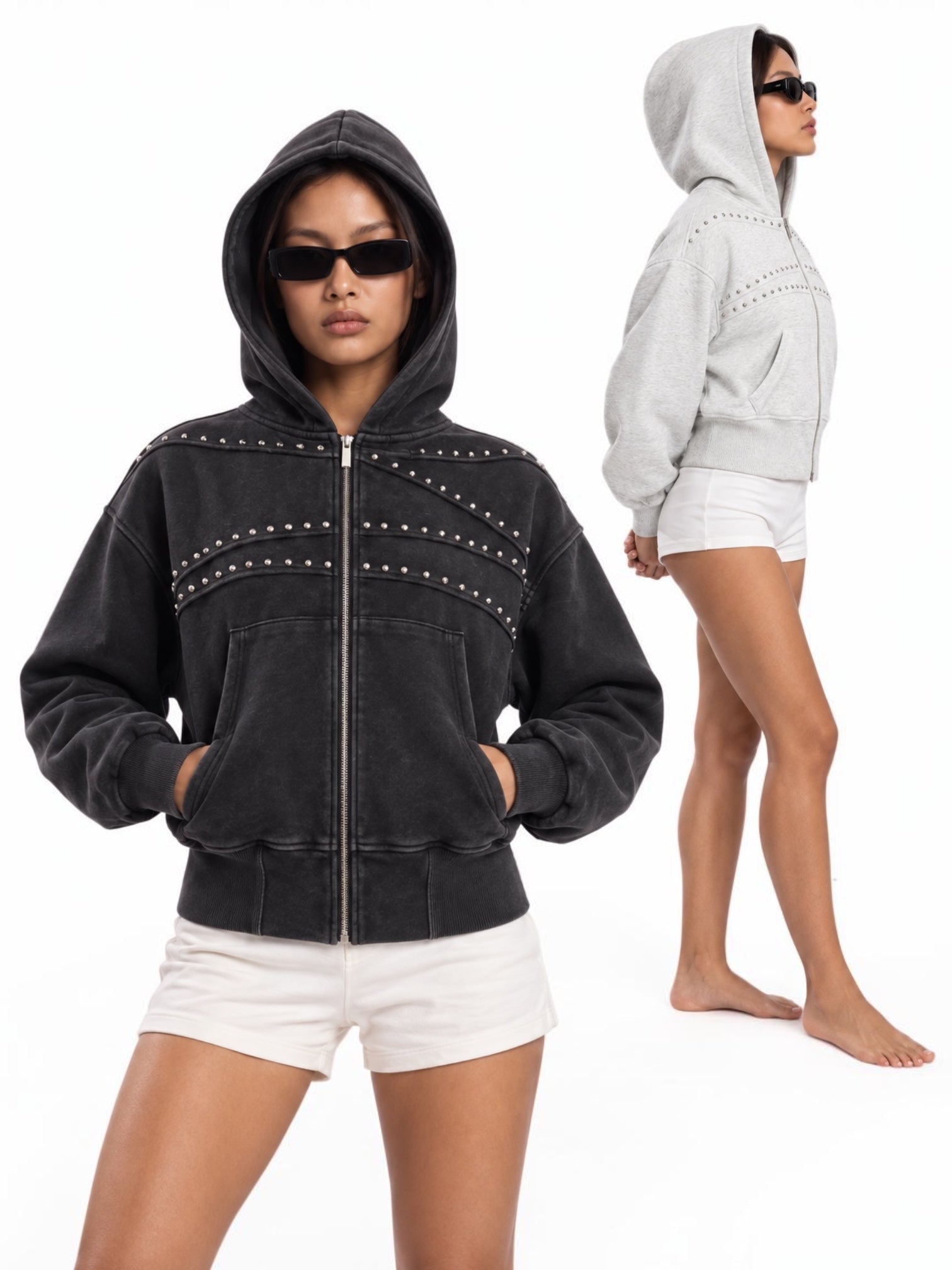 Rivet Wave Washed Zip Hoodie