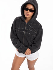 Rivet Wave Washed Zip Hoodie