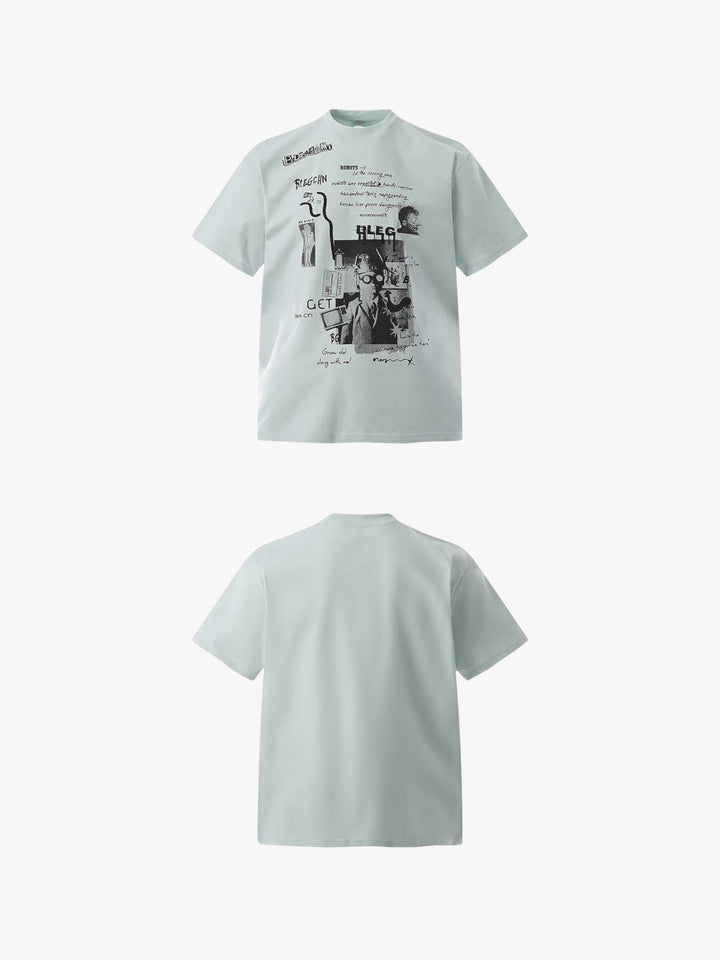 GKIKZ ABSTRACT COLLAGE PRINT COTTON TEES