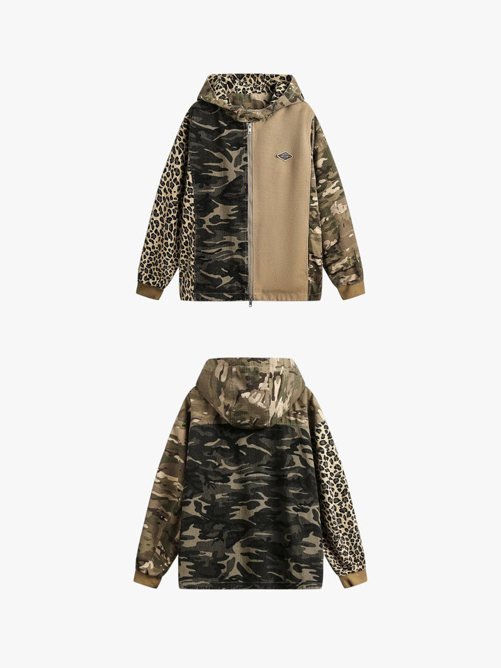 GKIKZ WILD MIX CAMO PATCHWORK ZIP-UP HOODIE