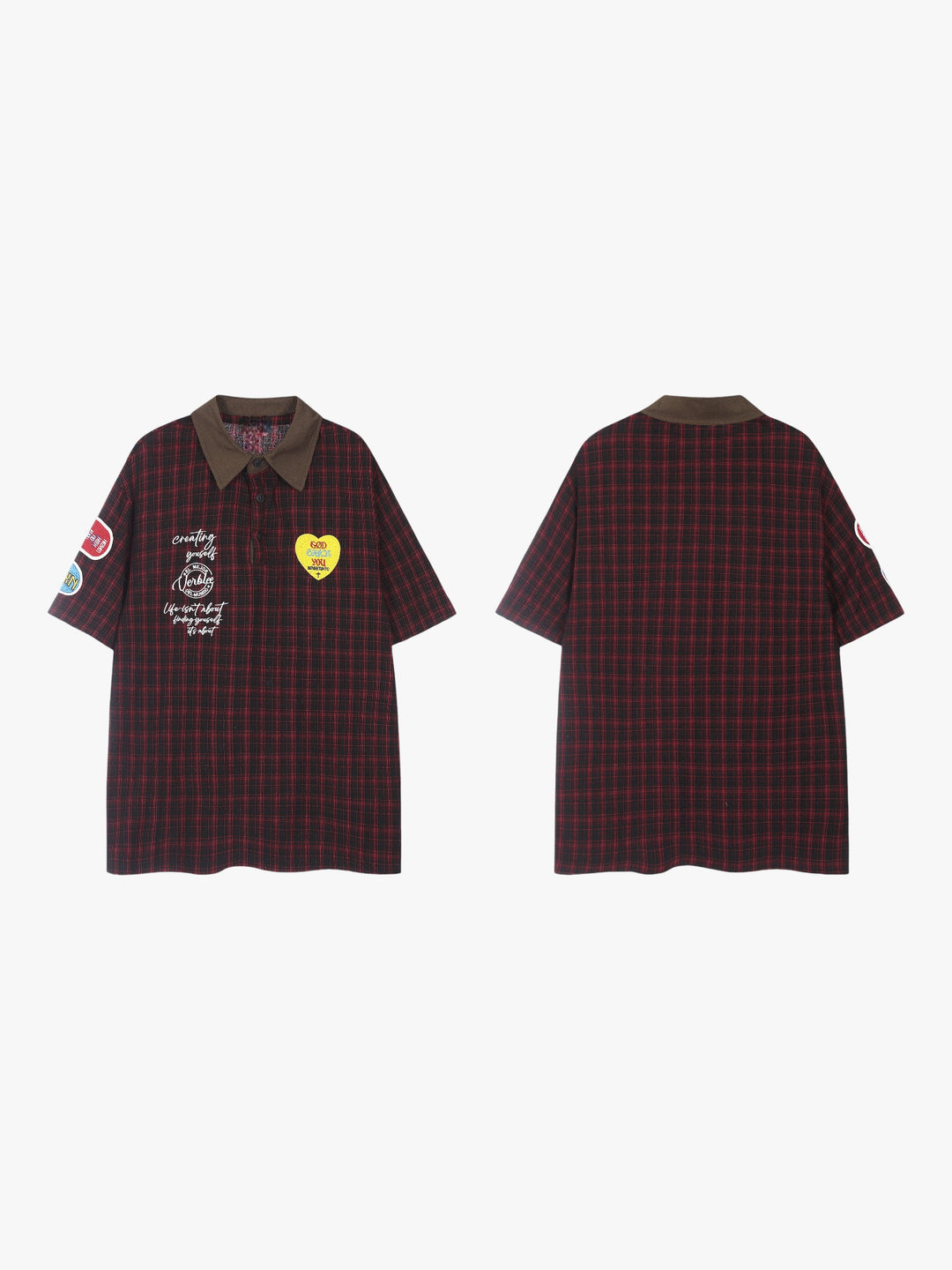 GKIKZ VINTAGE PLAID PATCH POLO TEES