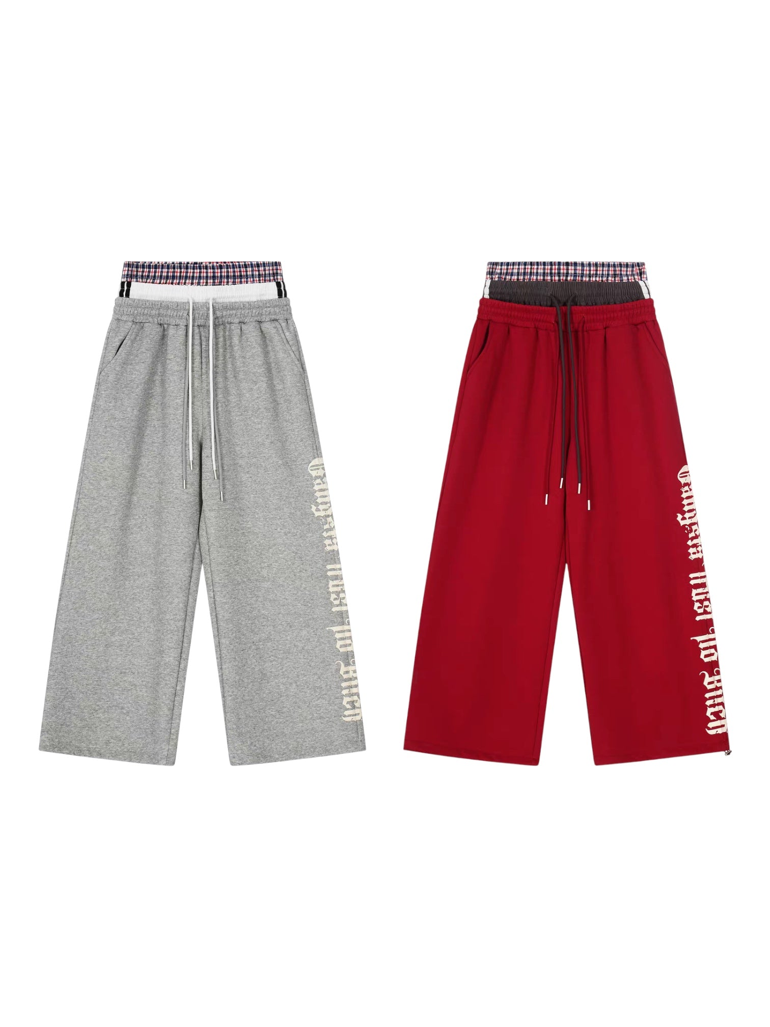 GKIKZ "GANGSTA TRUST NO BHS" TRI-WAIST WIDE-LEG SWEATPANTS