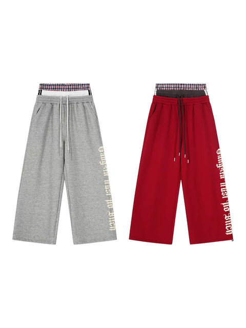 "Gangsta Trust No Bhs" Tri-Waist Wide-Leg Sweatpants