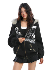 [25AW NEW ARRIVAL] GKIKZ BIG-EARS BUNNY FUR ZIP-UP HOODIE