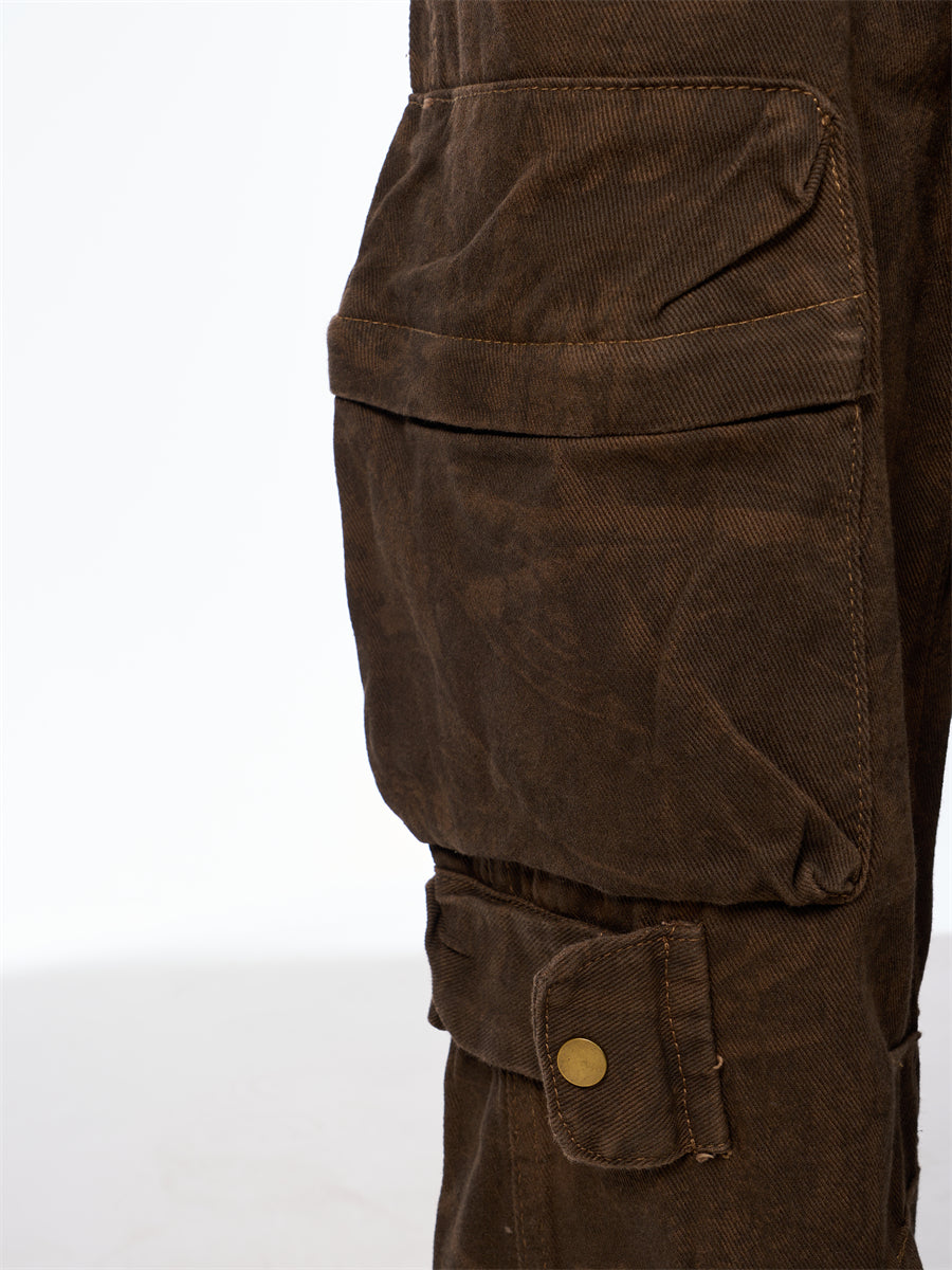 GKIKZ RUGGED CHARM WIDE-LEG CARGO PANTS