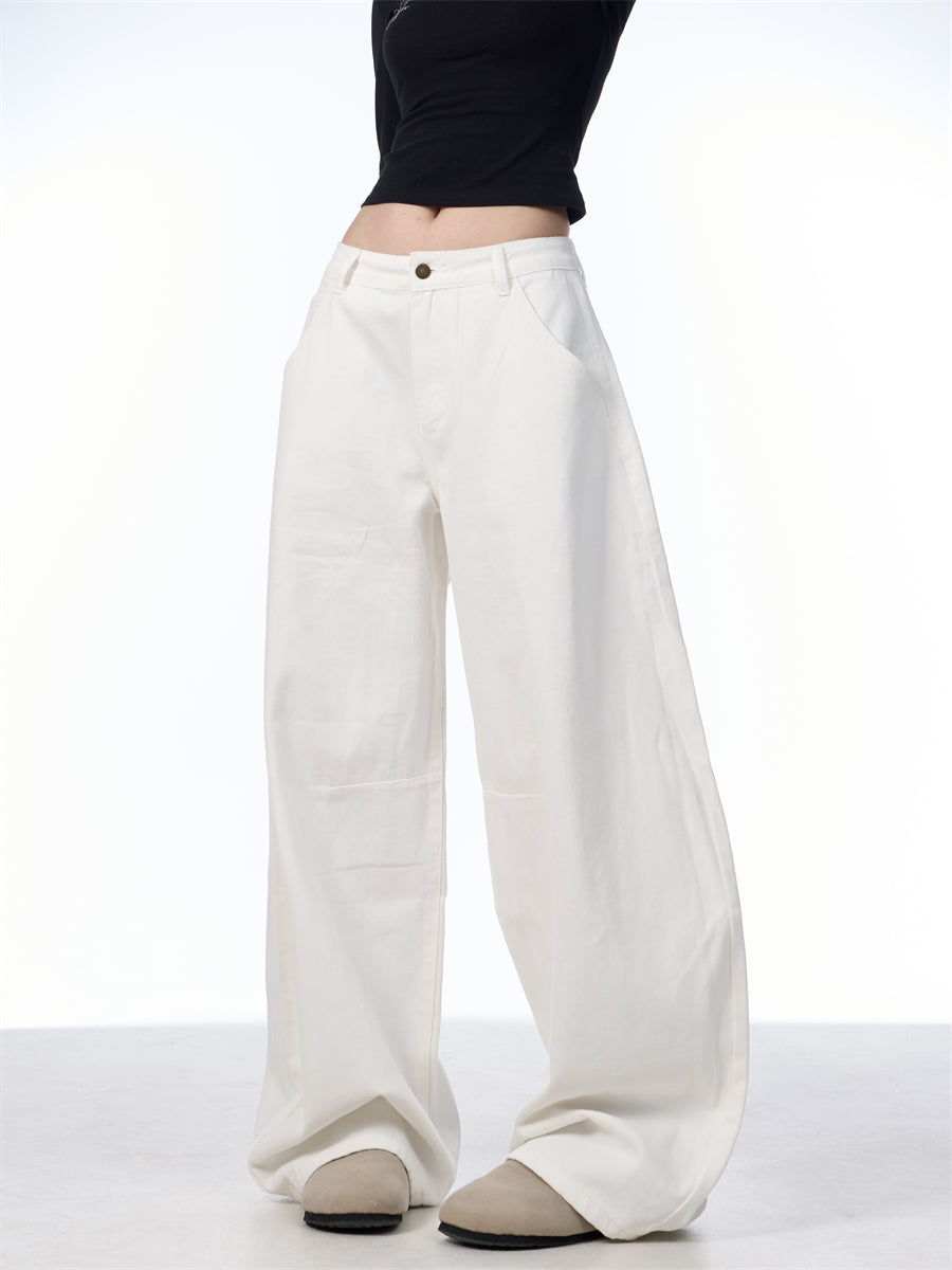 GKIKZ RETRO WHITE RELAXATION SCIMITAR BAGGY PANTS