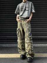 Saturated Dull Pockets Denim Baggy Jeans