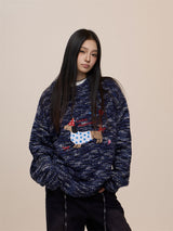 [CHRISTMAS SPECIAL] GKIKZ PLAYFUL DACHSHUND MOTIF THICK OVERSIZED SWEATER