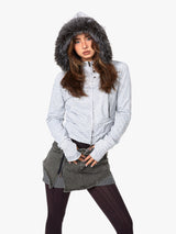 Slight Tight Fur Collar Hooded Cardigan