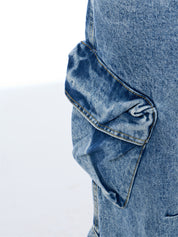 GKIKZ MULTI-POCKET HEAVY DENIM WIDE-LEG PANTS