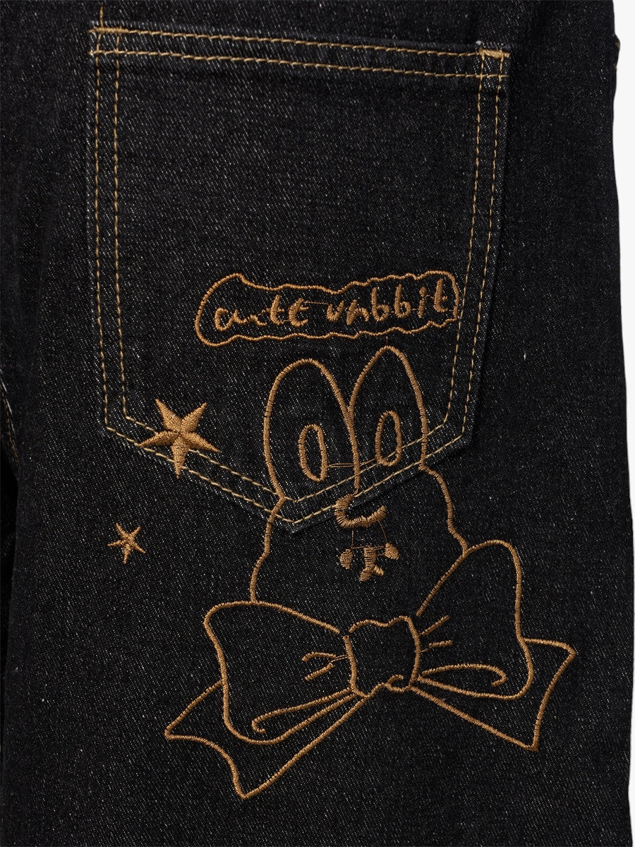 GKIKZ SEVEERS EMBROIDERED LOOSE WIDE-LEG JEANS