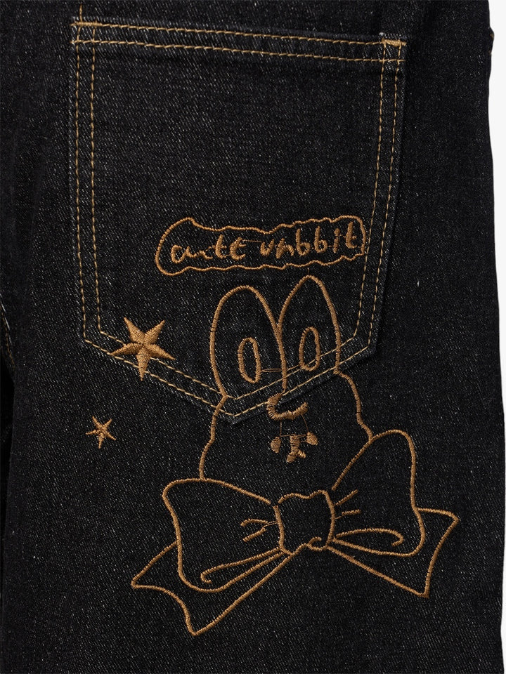 GKIKZ SEVEERS EMBROIDERED LOOSE WIDE-LEG JEANS