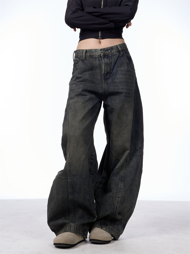GKIKZ DIRTY SPLASH-INK MATCHET WIDE-LEG DENIM PANTS