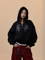 [VALENTINE RESTOCK] GKIKZ EMBROIDERED SERPENT HOODED ZIPPER SWEAT.S