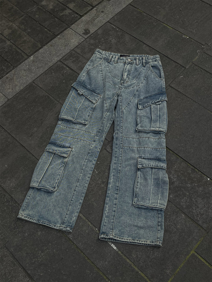 11KN Heavy Denim Multi-Pocket Baggy Jeans