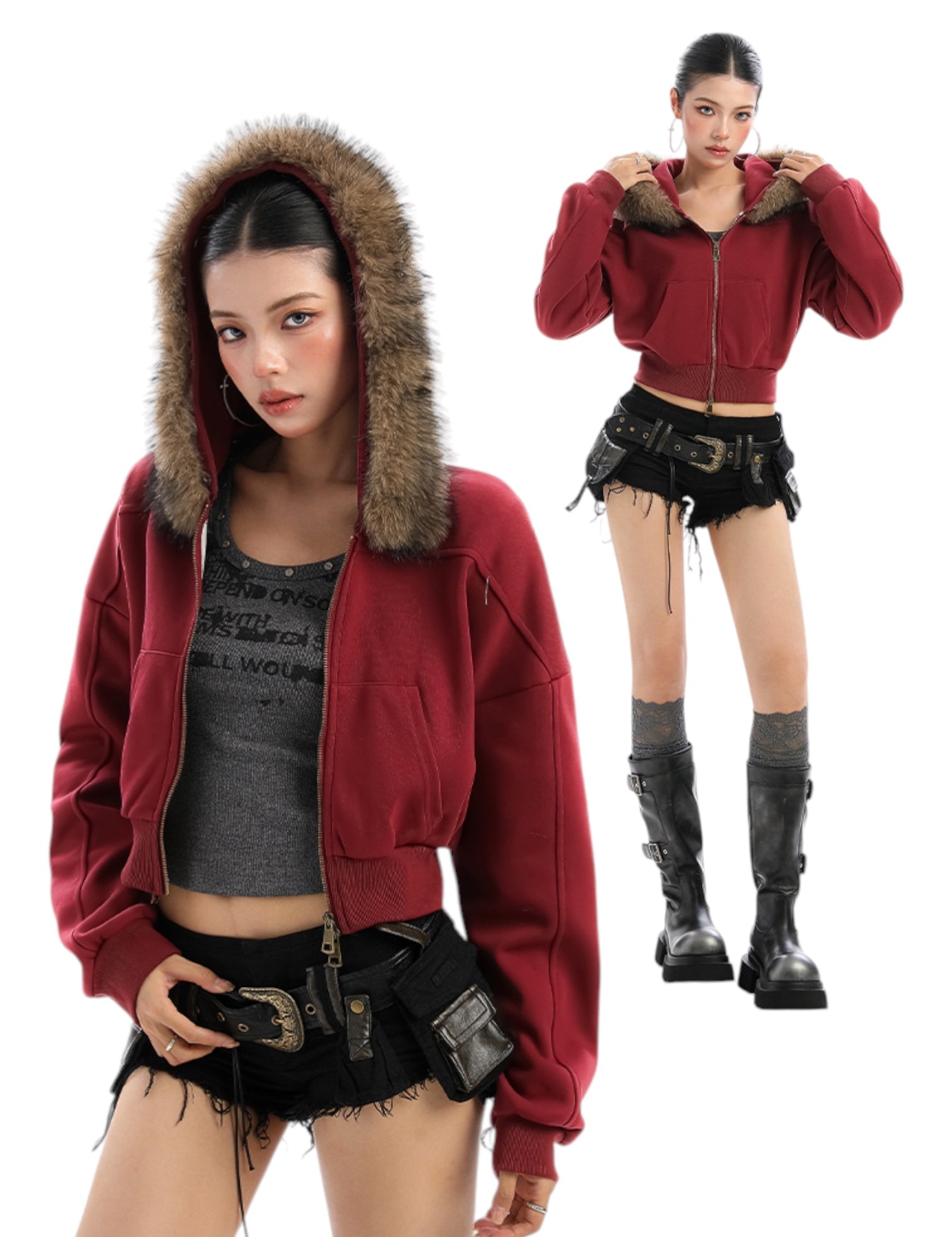 [25AW NEW ARRIVAL] GKIKZ FOX FLARE ZIP-UP HOODIE