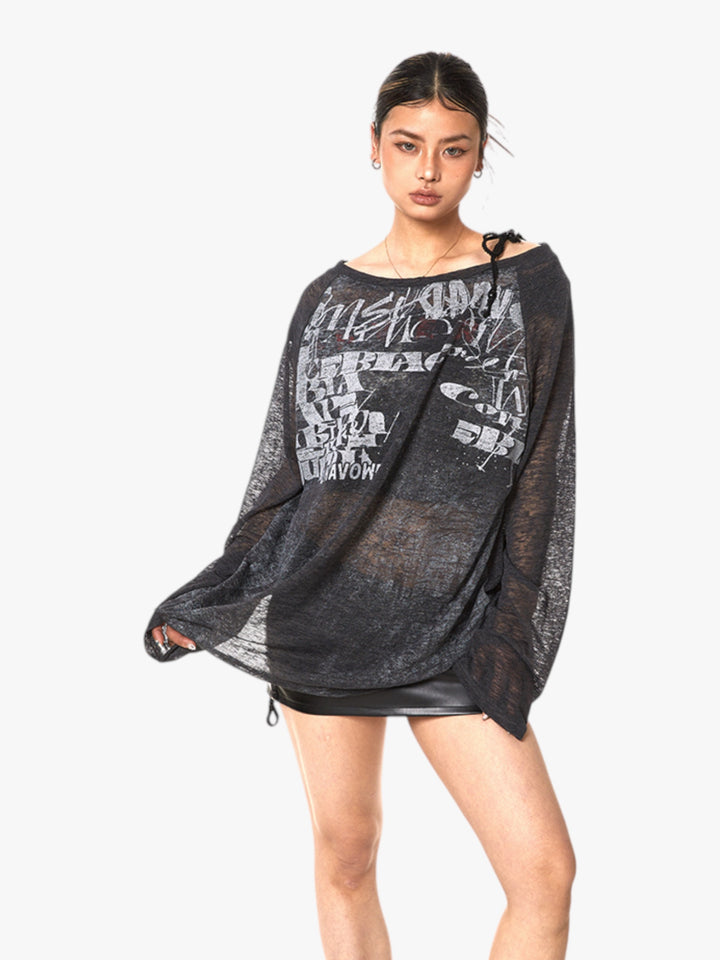 GKIKZ RETRO MICRO TRANSPARENT SHEER OFF-SHOULDER TOP