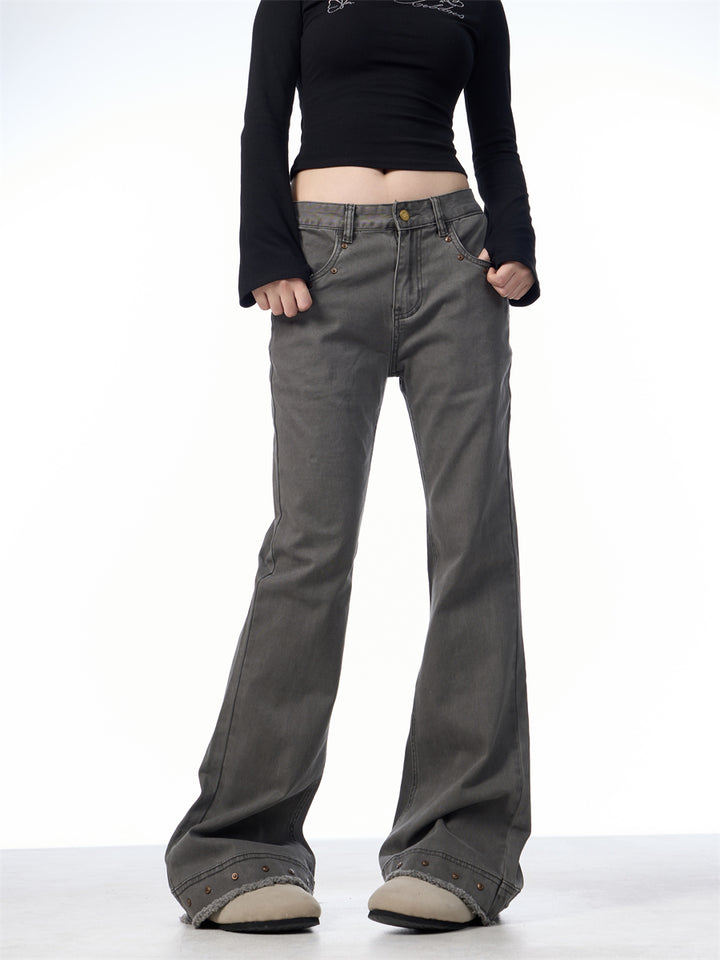 GKIKZ RETRO SKINNY WAIST STRETCH FLARED PANTS