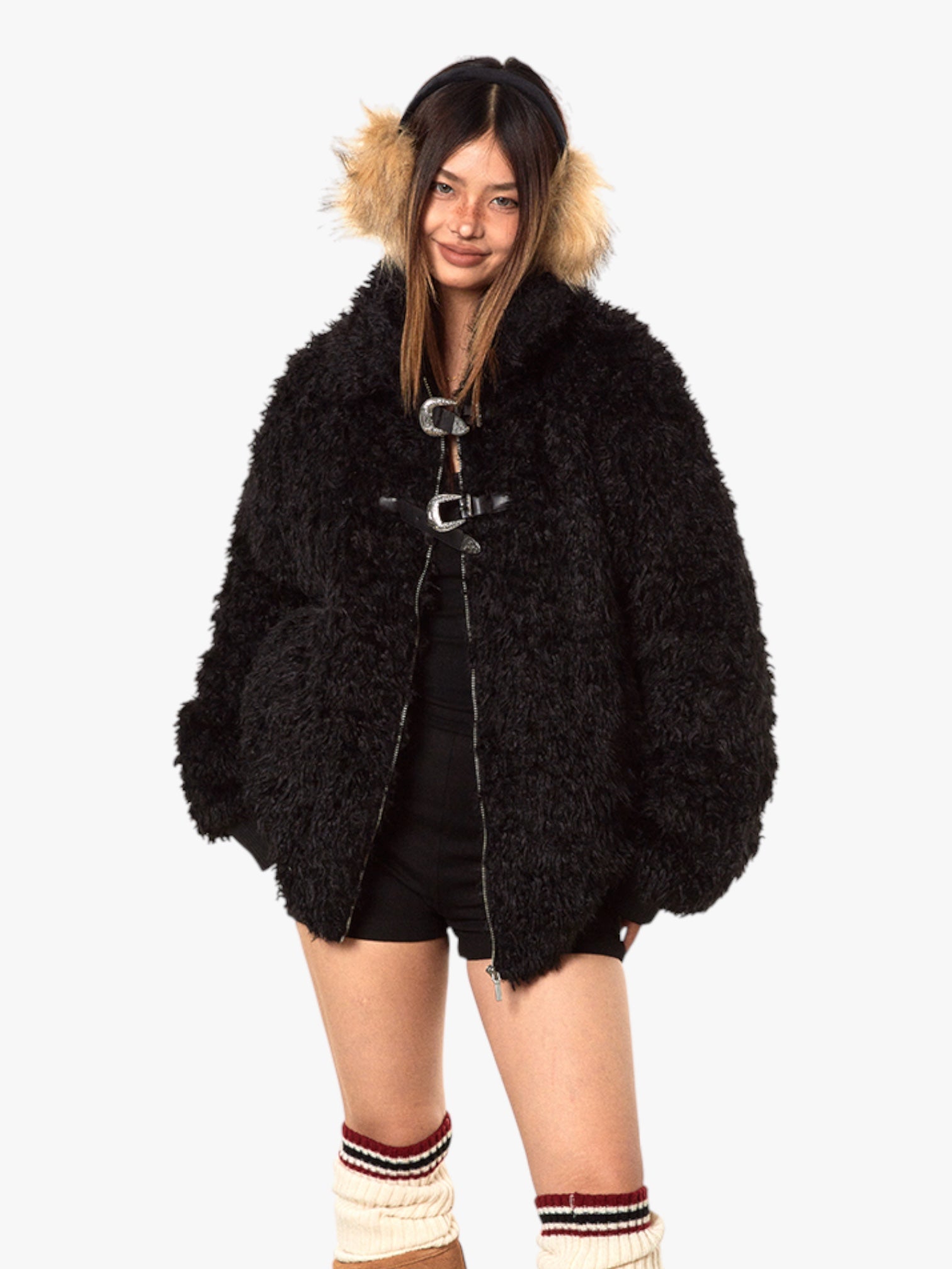 GKIKZ IMITATION LAMBWOOL FUR COTTON THICKENED SHEARLING JACKET