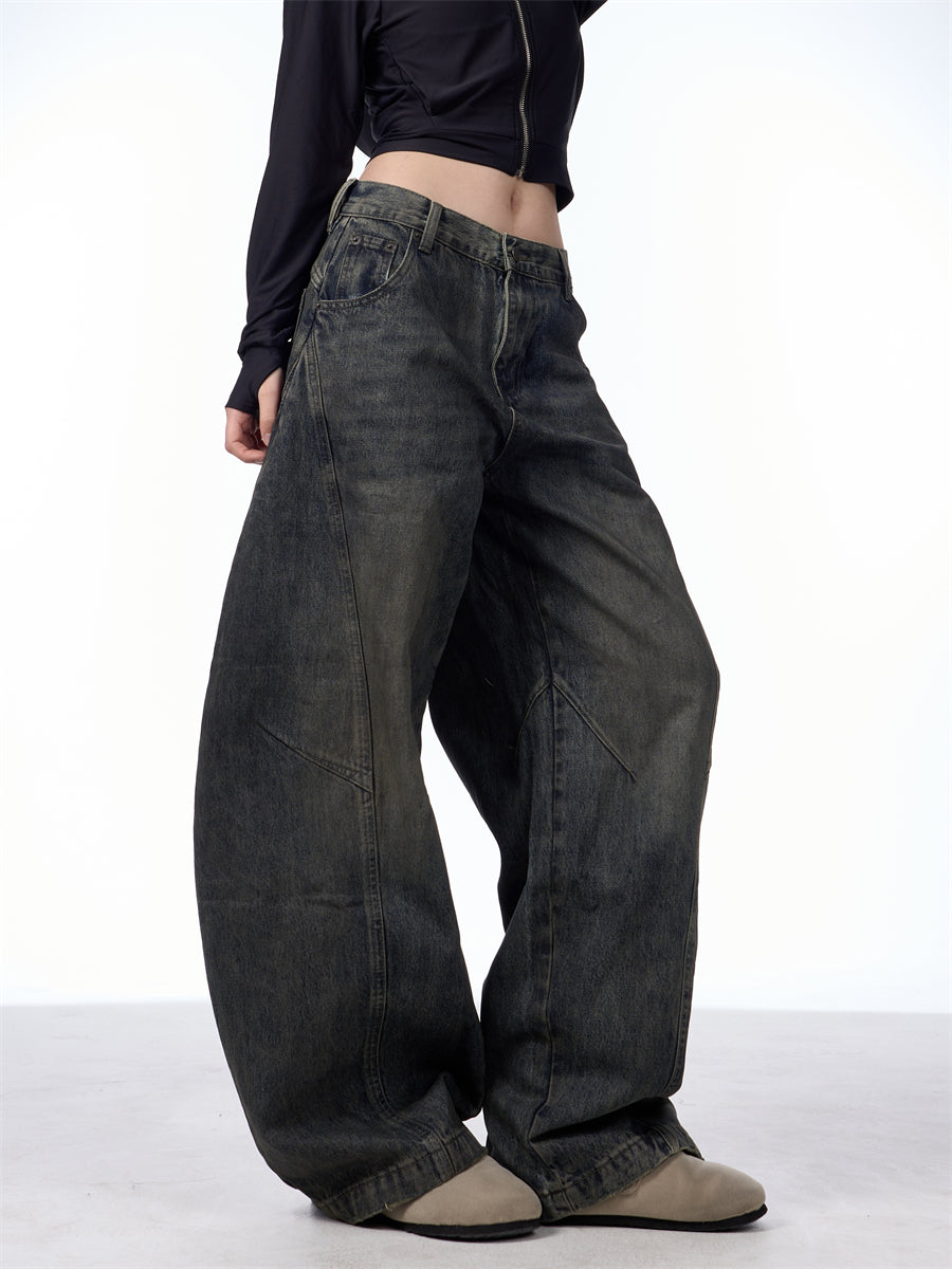 GKIKZ DIRTY SPLASH-INK MATCHET WIDE-LEG DENIM PANTS