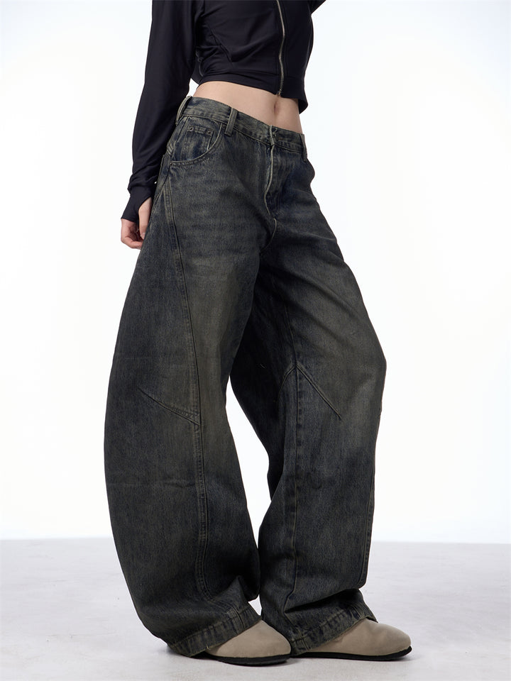 GKIKZ DIRTY SPLASH-INK MATCHET WIDE-LEG DENIM PANTS