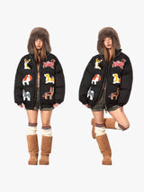 GKIKZ PUPPY EMBROIDERY COTTON-PADDED JACKET