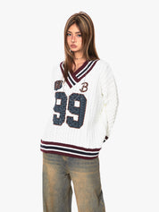 GKIKZ 99 LOOSE FIT CABLE KNITTED SWEATER