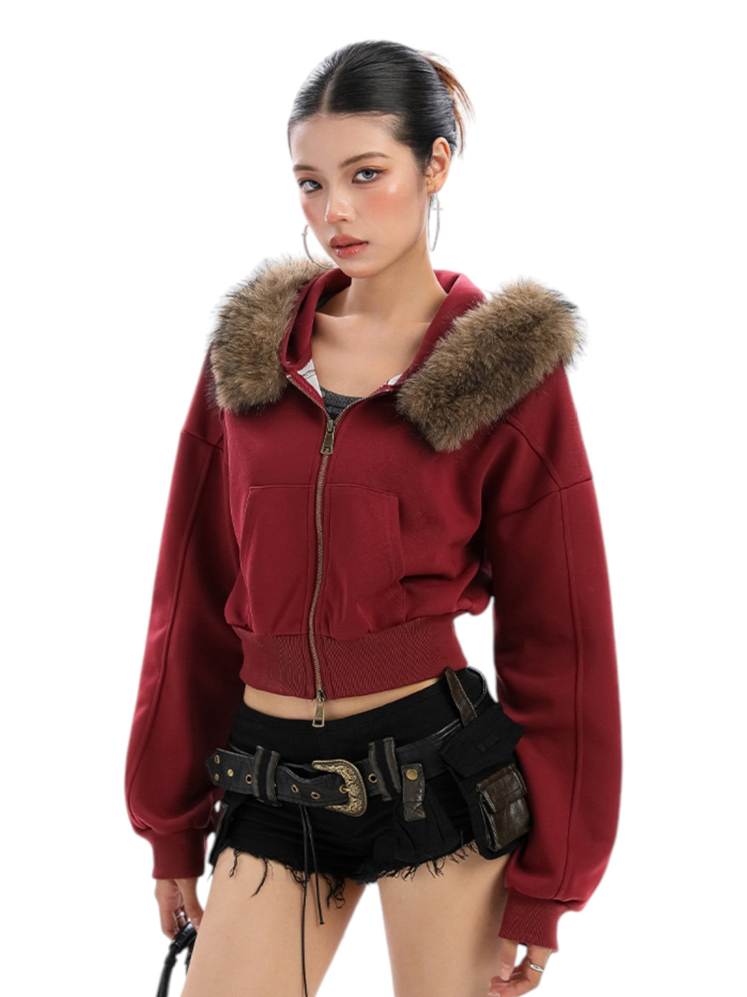 GKIKZ FOX FLARE ZIP-UP HOODIE