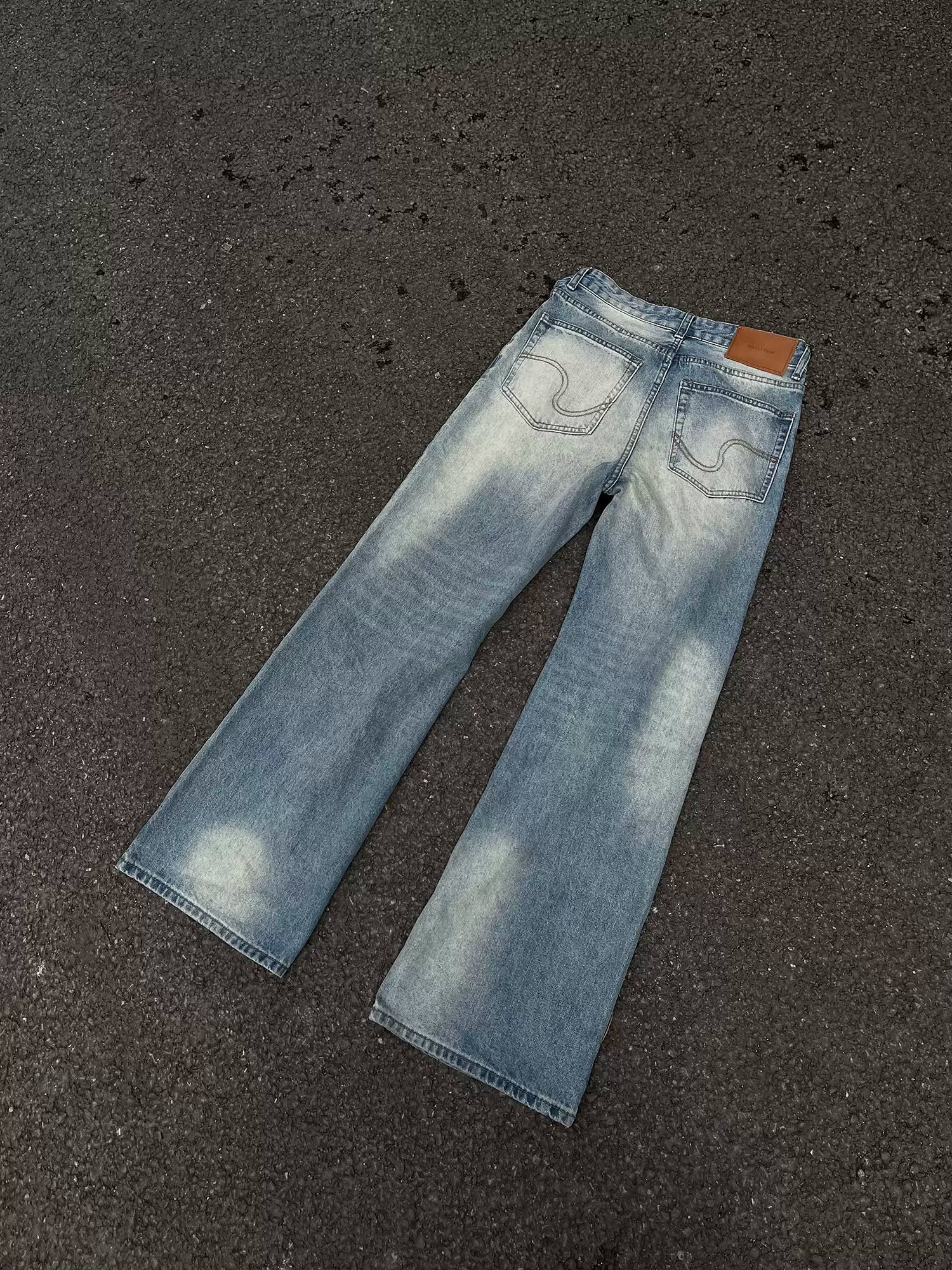 Fake Ripple Washed Baggy Jeans