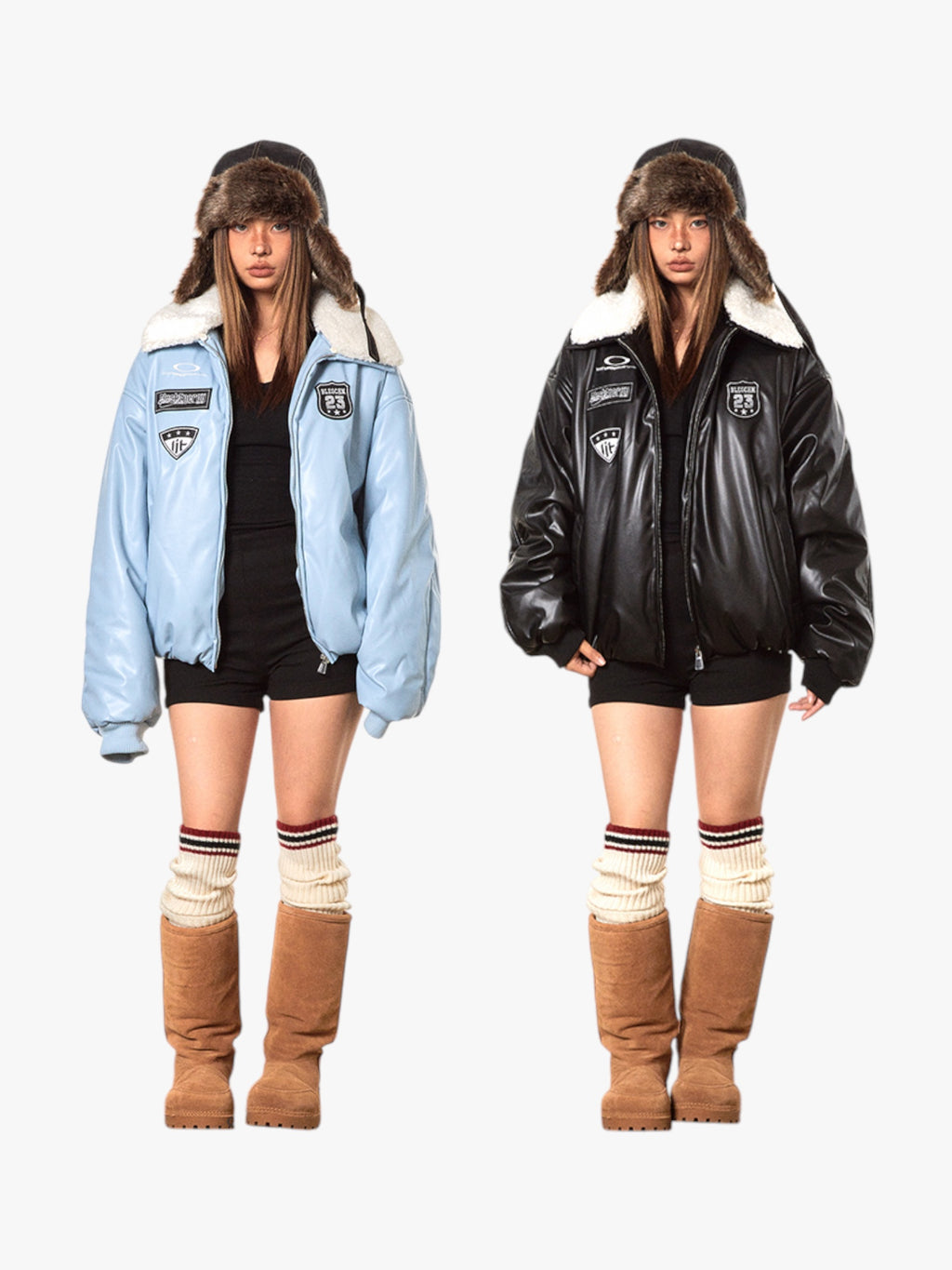 Retro Baseball Fur Collar Leather Jacket