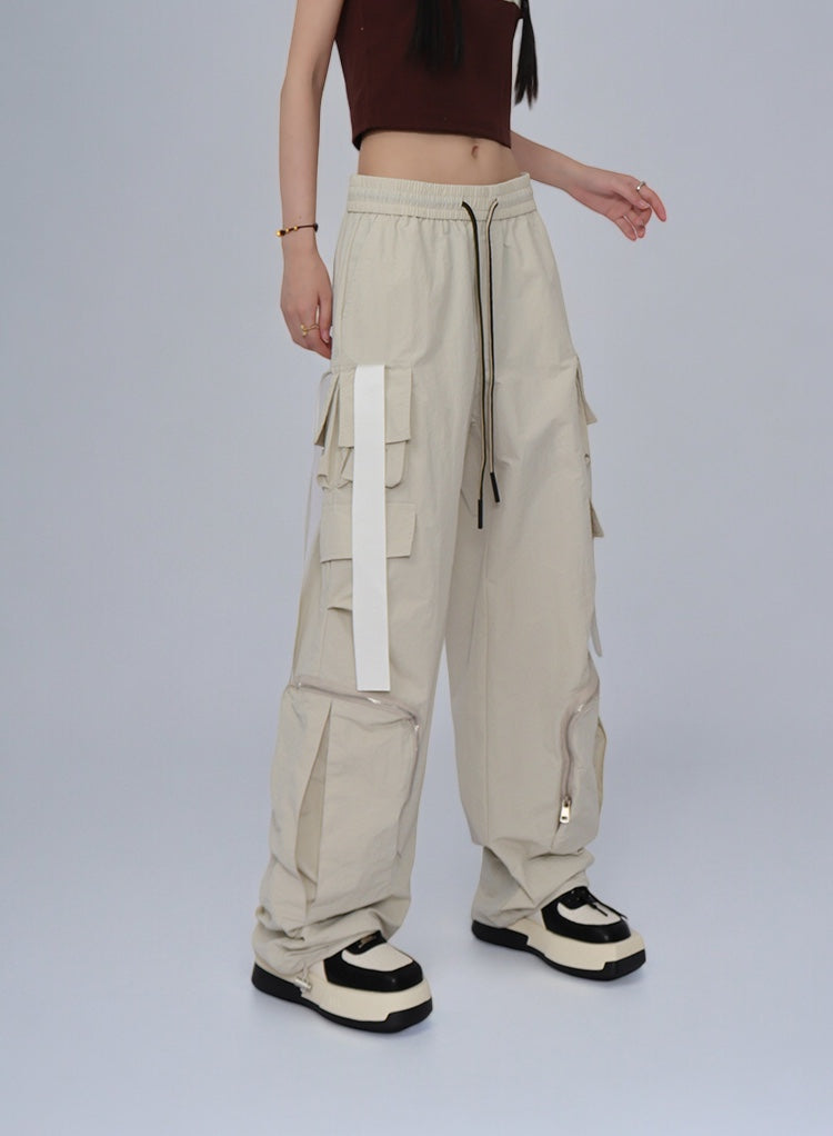 Loose Straps Side Zip Cargo Pants