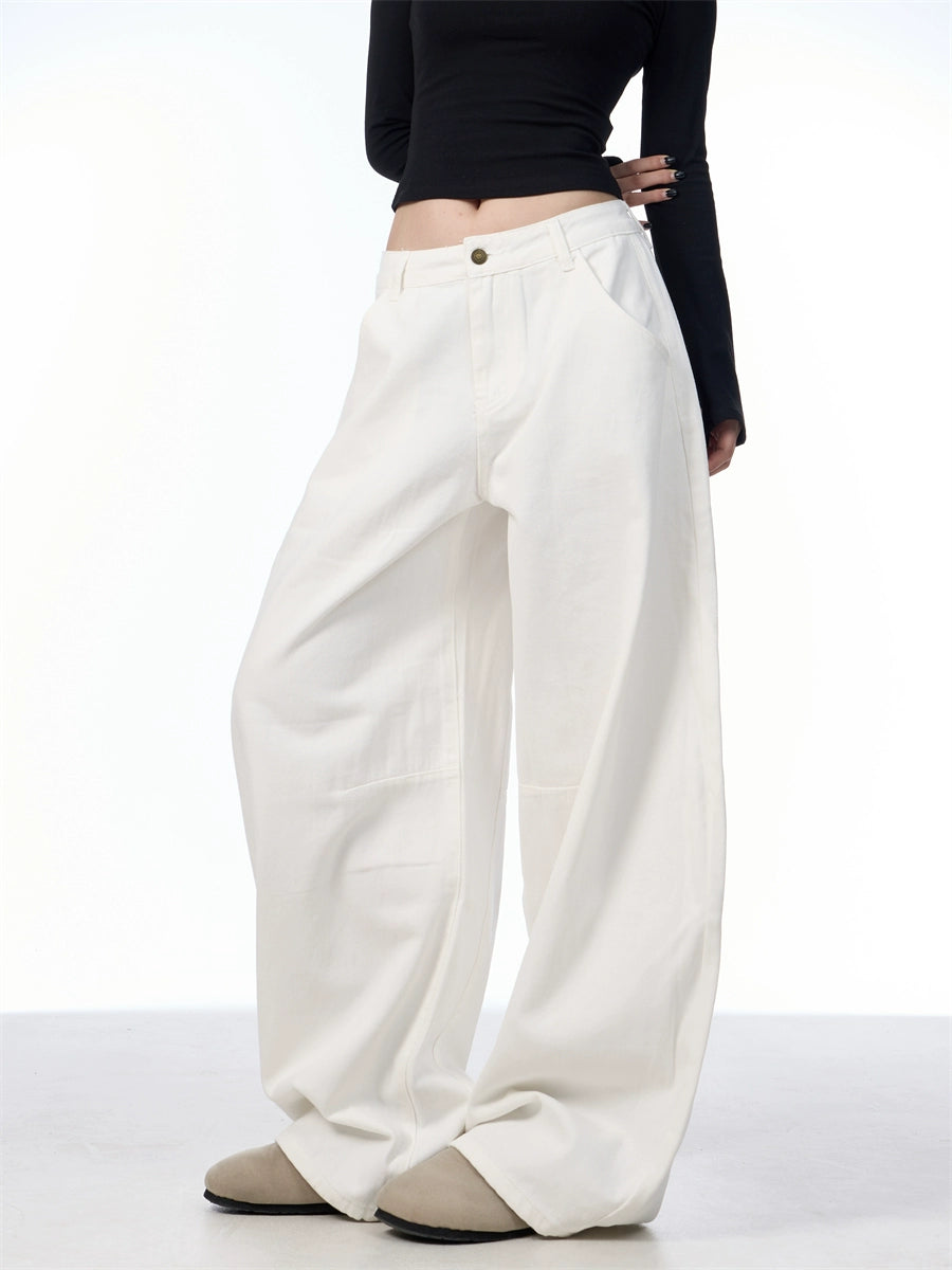 GKIKZ RETRO WHITE RELAXATION SCIMITAR BAGGY PANTS