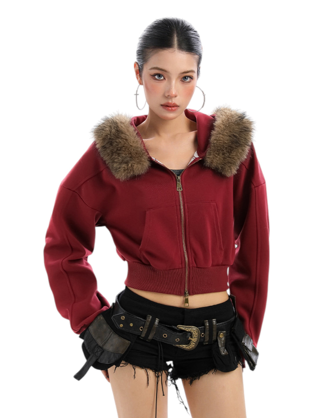 GKIKZ FOX FLARE ZIP-UP HOODIE