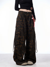 GKIKZ LEOPARD INTRUSION BAGGY CARGO PANTS