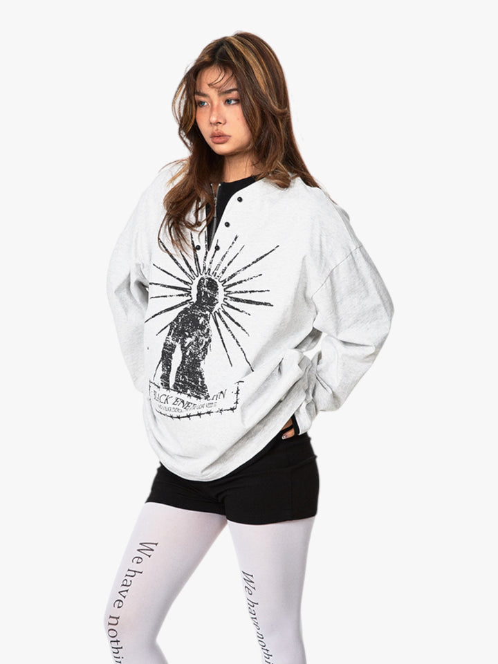 GKIKZ FAKE TWO-PIECE LONG SLEEVES T-SHIRT