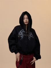 [VALENTINE RESTOCK] GKIKZ EMBROIDERED SERPENT HOODED ZIPPER SWEAT.S