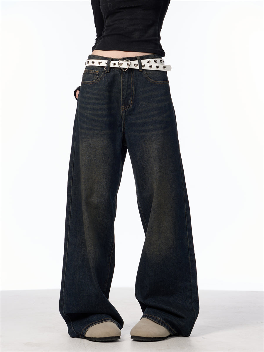 GKIKZ TRULY DULL OLD BLACK WIDE-LEG JEANS