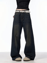 GKIKZ TRULY DULL OLD BLACK WIDE-LEG JEANS
