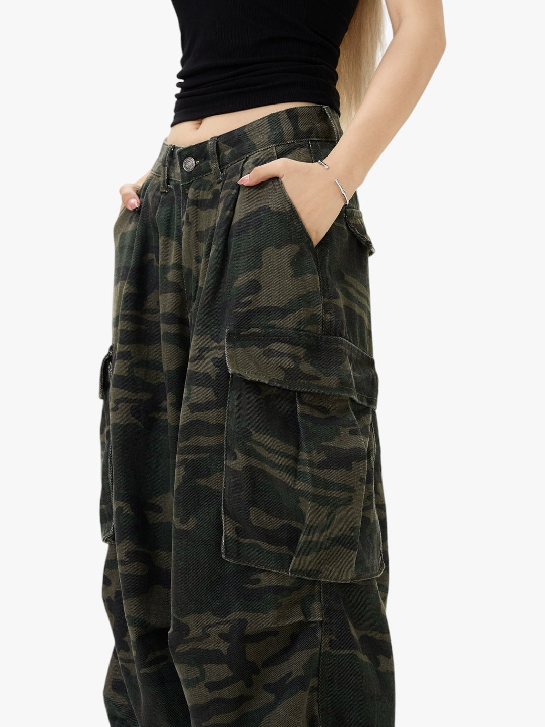 GKIKZ RETRO CAMOUFLAGE WORKWEAR BAGGY PANTS