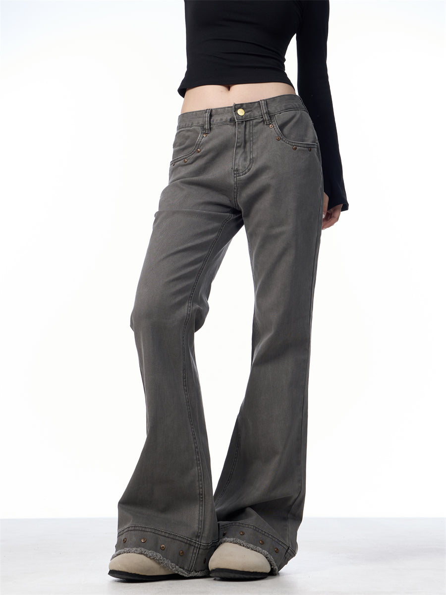 GKIKZ RETRO SKINNY WAIST STRETCH FLARED PANTS