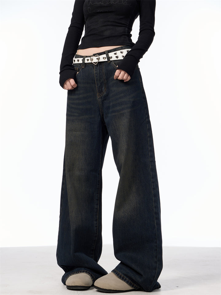 GKIKZ TRULY DULL OLD BLACK WIDE-LEG JEANS