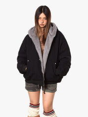 GKIKZ RETRO COTTON-PADDED THICKENED FUR JACKET