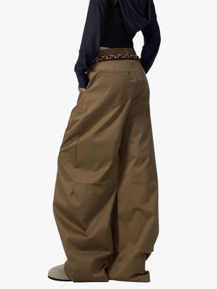 Retro Matchet Rope Belt Wide-Leg Loose Pants