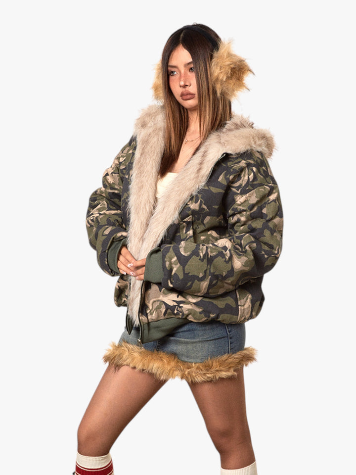 GKIKZ COTTON PADDED FUR COLLAR JACKET