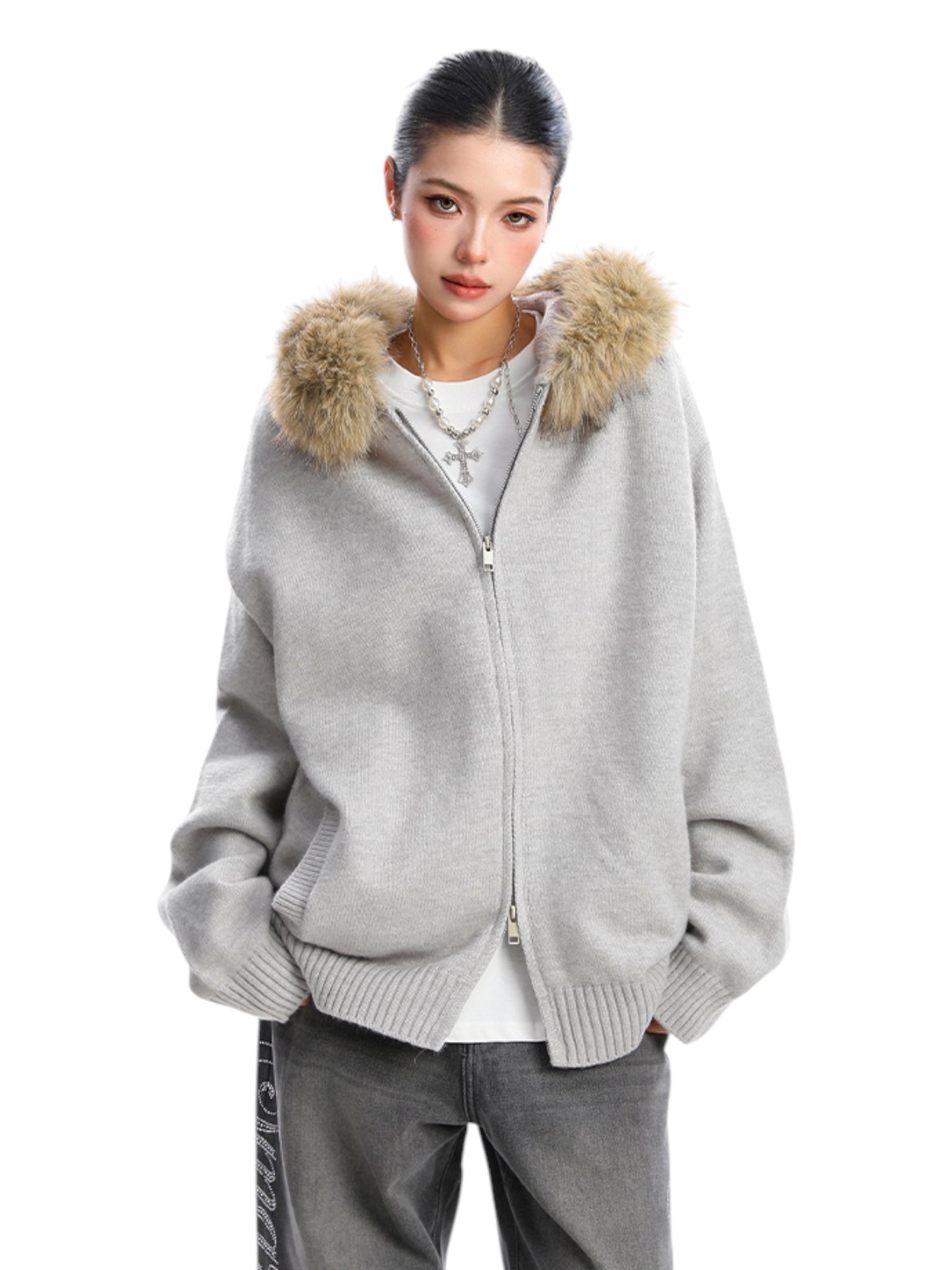 [25AW NEW ARRIVAL] GKIKZ AURORA EDGE FAUX FUR JACKET