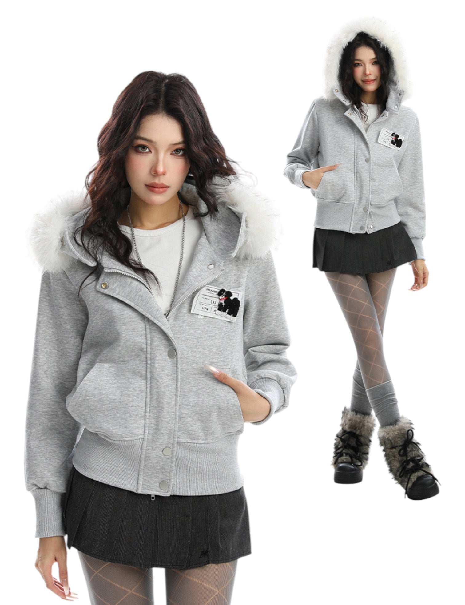 [25AW NEW ARRIVAL] GKIKZ BLOCK CODE FAUX FUR JACKET