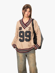 GKIKZ 99 LOOSE FIT CABLE KNITTED SWEATER