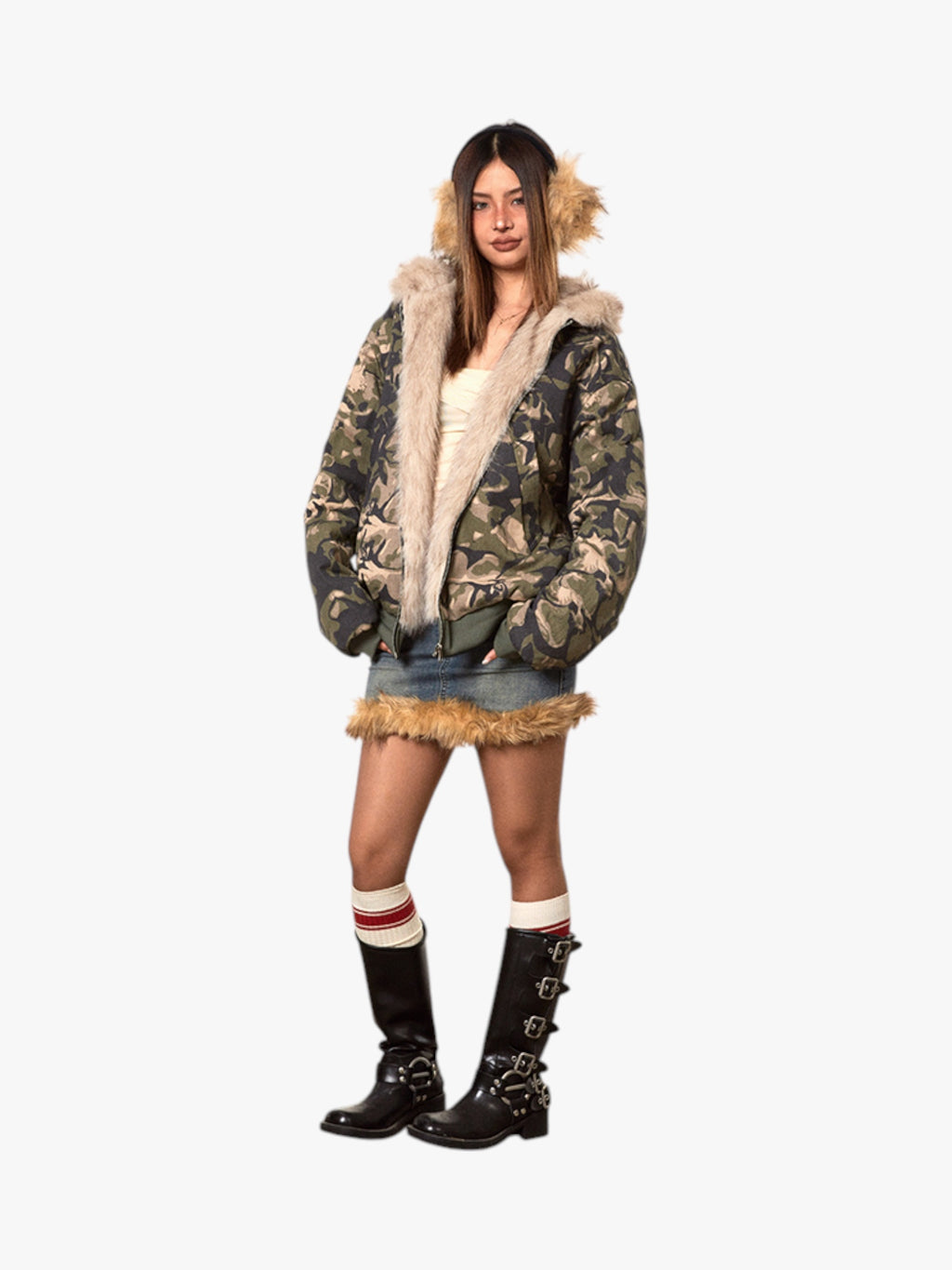 Cotton Padded Fur Collar Jacket