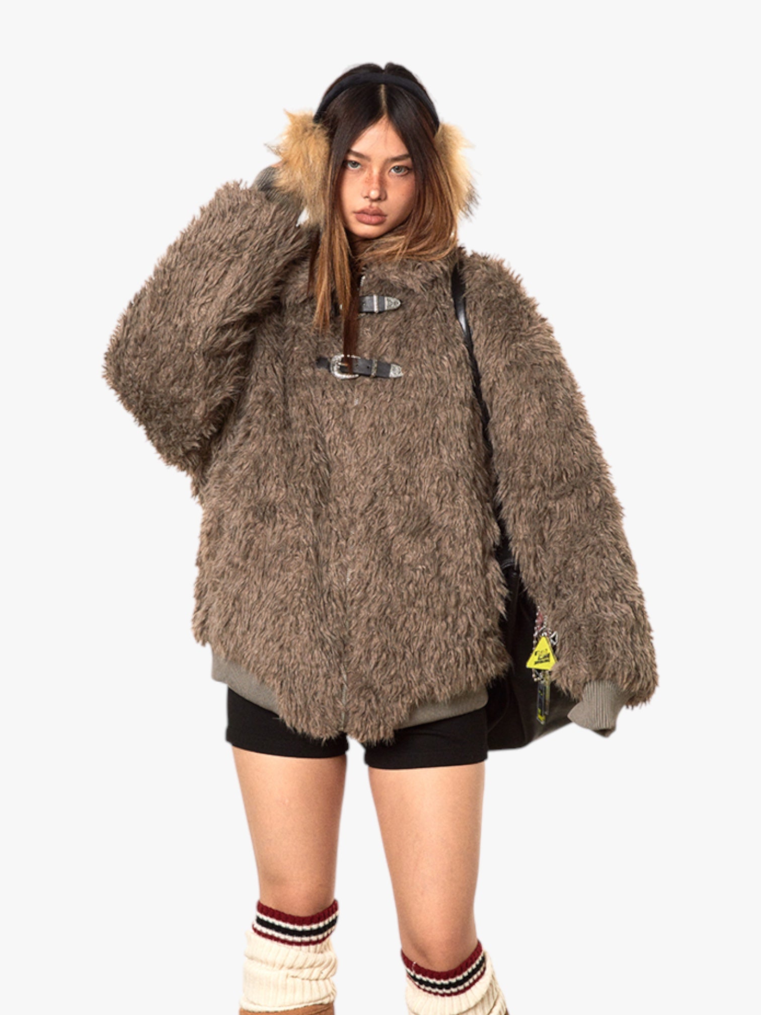 GKIKZ IMITATION LAMBWOOL FUR COTTON THICKENED SHEARLING JACKET